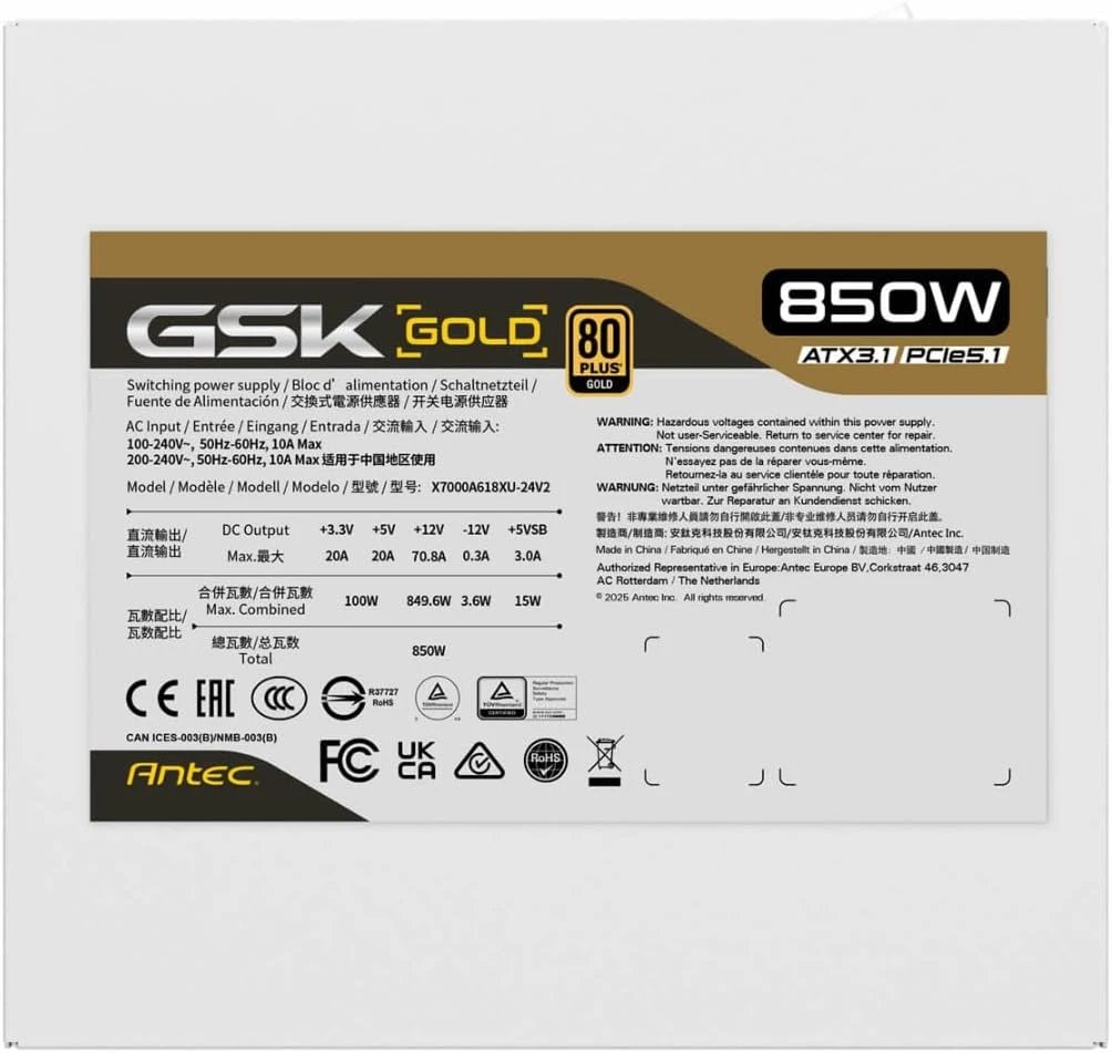 Antec GSK V2 Gold 850 ürün görseli 2
