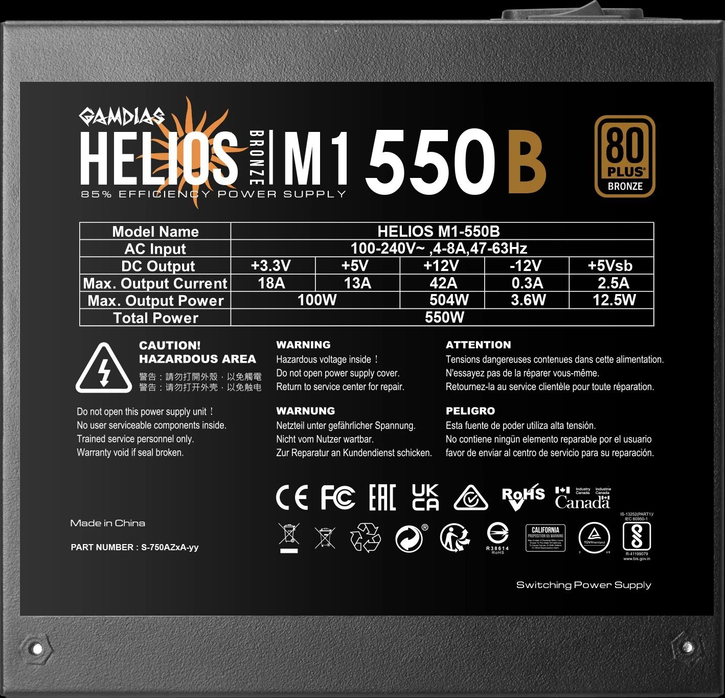 Gamdias Helios Bronze M1-550B ürün görseli 2