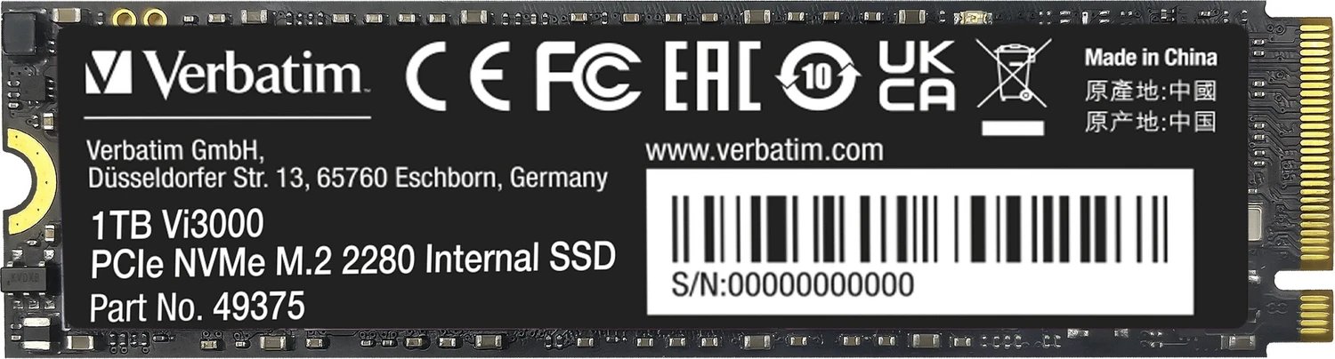 Verbatim Vi3000 PCIe NVMe SSD 1TB ürün görseli