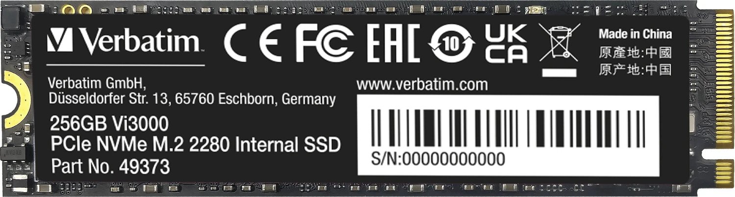 Verbatim Vi3000 PCIe NVMe SSD 256GB ürün görseli